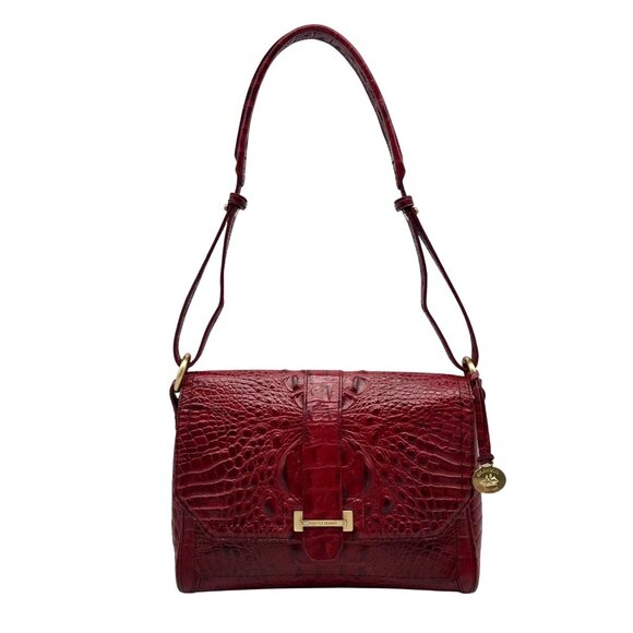 Brahmin Red Croc Embossed Leather Crossbody